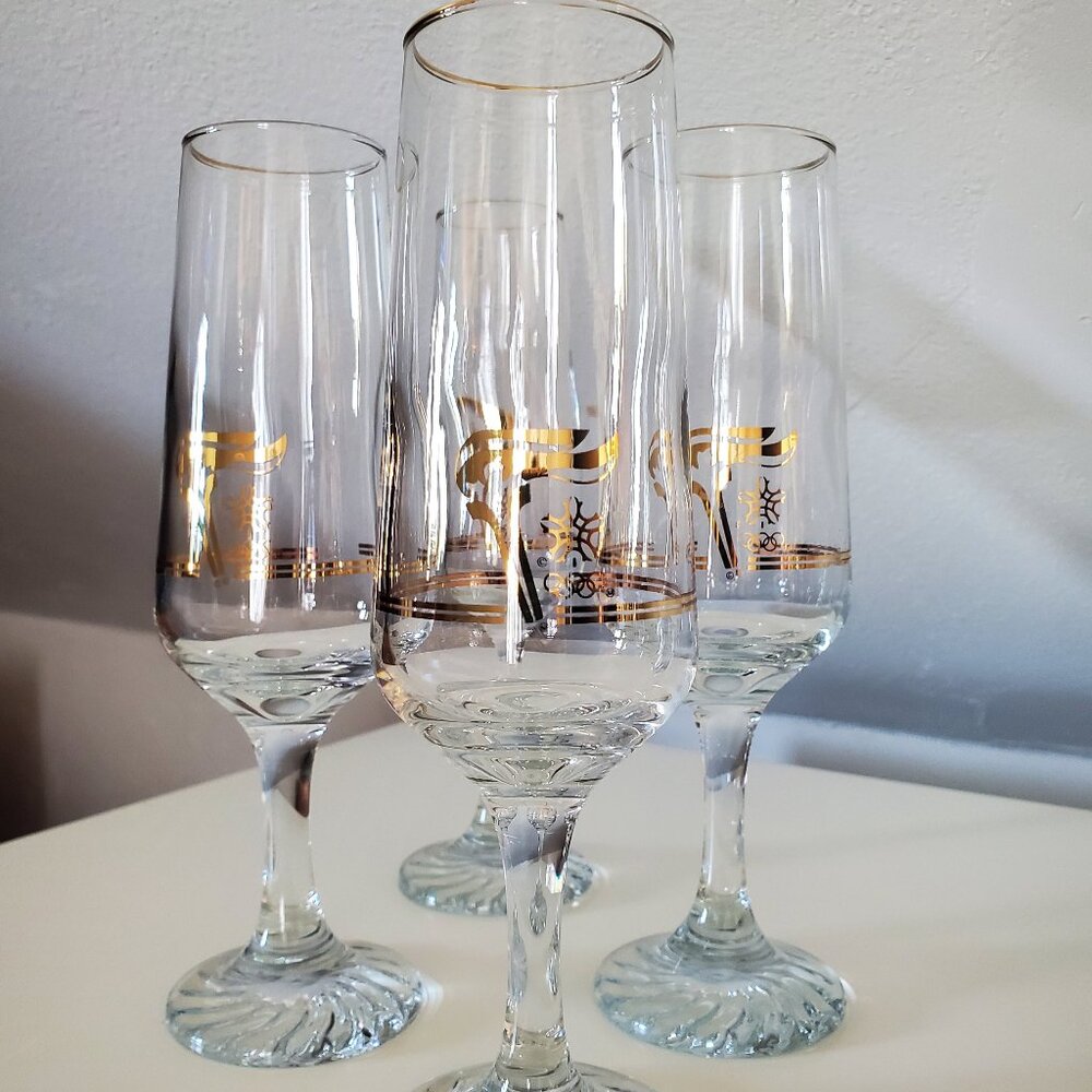 CLEARANCE:  1988 Calgary Olympics Vintage Champagne Flutes- Set of 4